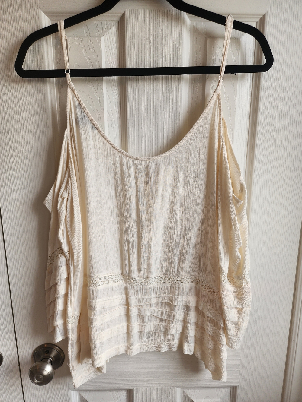 American Eagle Outfitters Cream Cold-Shoulder Tie-Front Camisole Top XL - Picture 7 of 7
